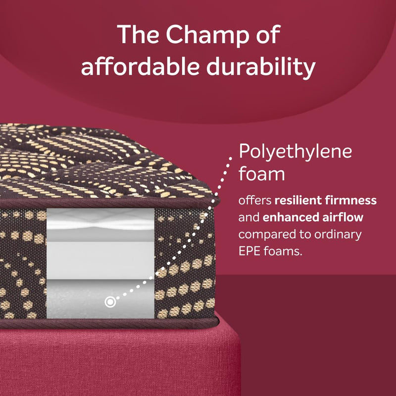 Sleepwell Champ Regular | 4-Inch Single Bed Size | Medium Firm Mattress (Brown, 72X36X4) - Polyurethane Foam