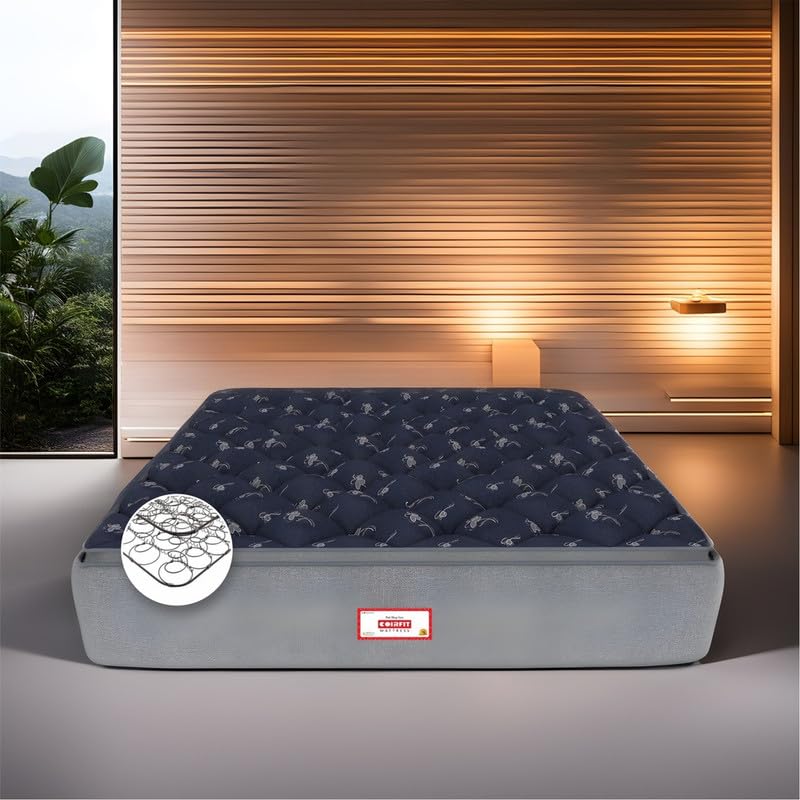 Coirfit LUXURINO 6 Inch Bonnell Spring Mattress | ISPT Tech. | for Firm Support | Hotel Like Bounce | No Motion Transfer | Orthopedic Comfort | with 7 Year Warranty (L X W : 78X72), Blue