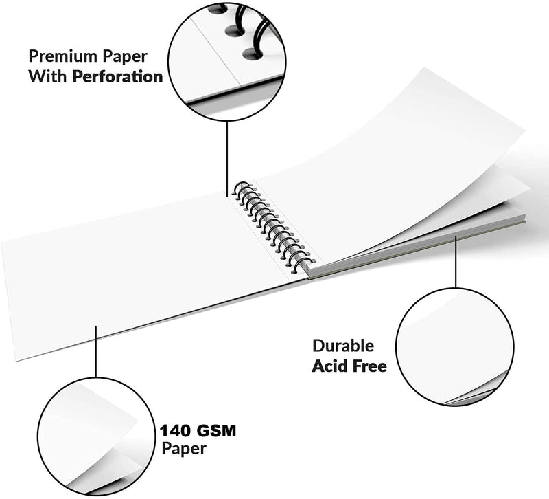 VARIETY CANVAS 50 Sheet A5 Sketchbook Set | Top Spiral-Bound Sketchpad for Artists | Sketching and Drawing Acid Free Paper, for Doodling | Artist Oxfort Sketch Book (White)