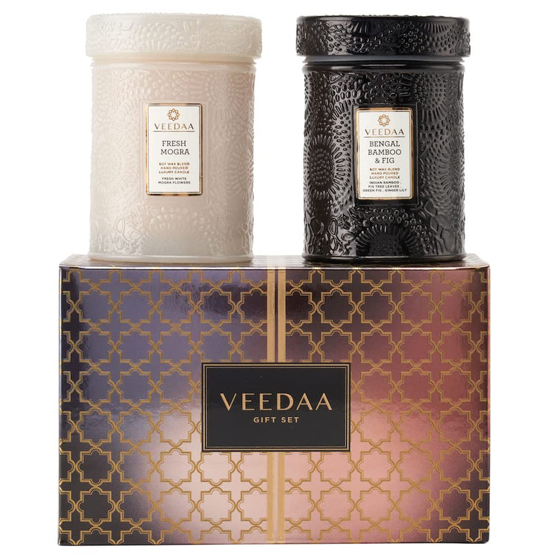 VEEDAA Mandala Glass Duo Candles Gift Set (Style 1)