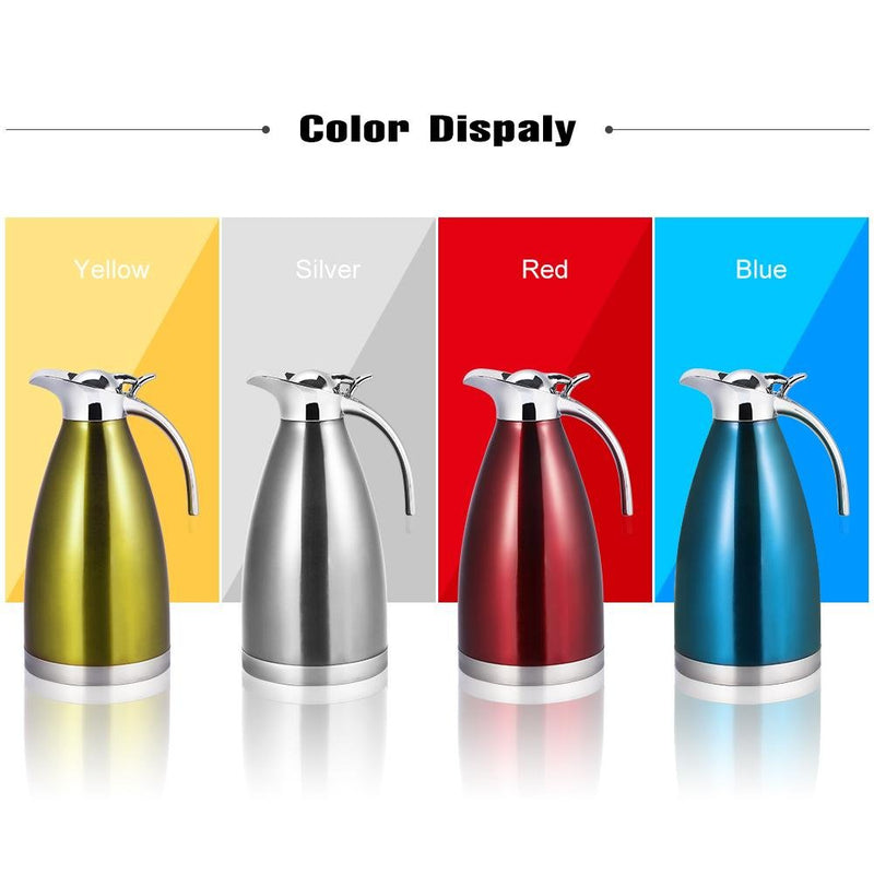 Estink Stainless Steel 1.5 L and 2 L Double Walled Vacuum Insulated Thermos Pot (Silver)