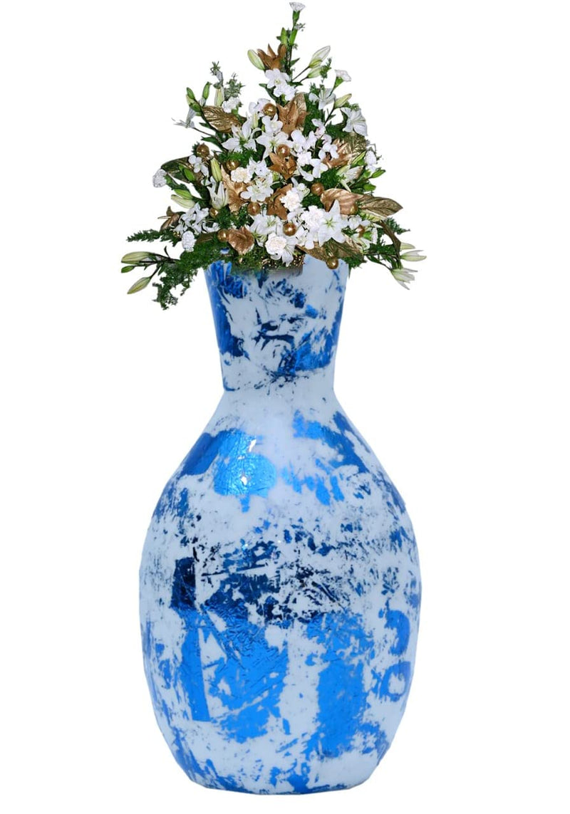 Amaze Shine Unbreakable Flower Vase Modern Metallic For Home And Decor Handmade Flower Vase (Blue Flower Vase)