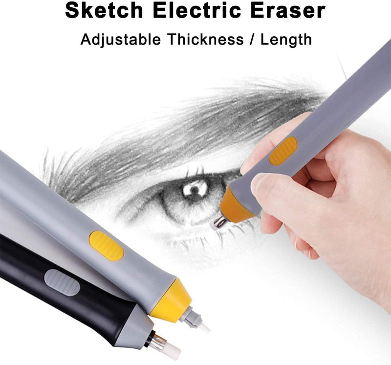 Qatalitic Electric Eraser, Automatic Operated Eraser, with 22 Refills and 2 Eraser Holders for Sketching, Drawing, Portrait Shading (Batteries not Included)