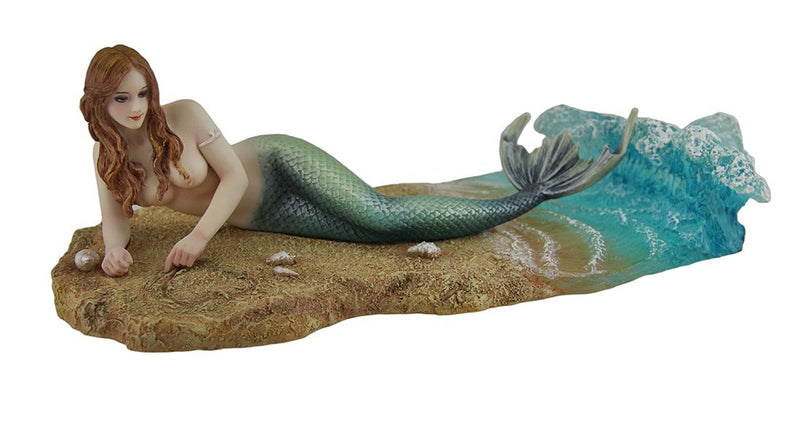 Zeckos Veronese Resin Statues Waiting by Selina Fenech Mermaid Laying On The Beach Statue 10.25 X 3.5 X 4.5 Inches Multicolored