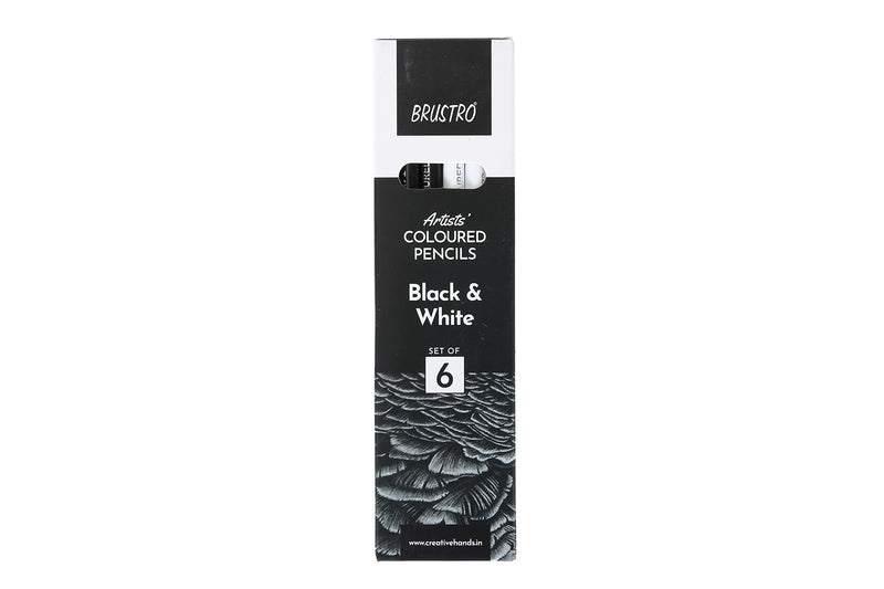 BRUSTRO Artists� B &W Coloured Pencils Set of 3 Whites and 3 Blacks