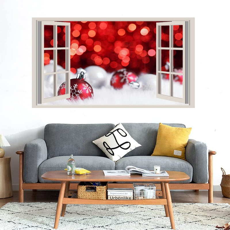 GADGETS WRAP Printed Wall Decal Sticker Fake Window Style Decal (90cm x 50cm) - Red Ball