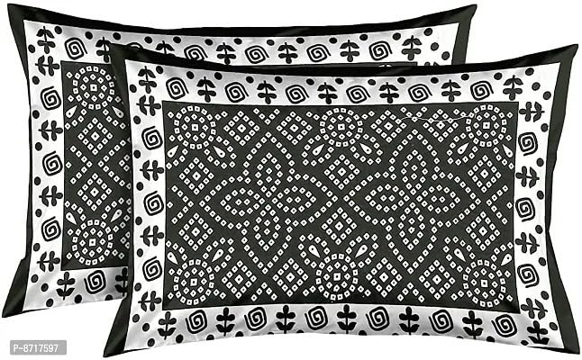 Proudly Made in India.100% Pure Cotton Double Bedsheet. Amazing Design Cotton Bedding with 2 Pillow Covers (Black)