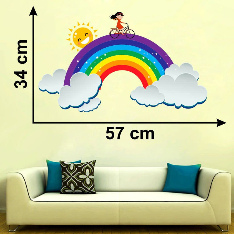 Graphics Decor Rainbow with Sun and Clouds Design Wall Sticker Size - (57 * 34) cm