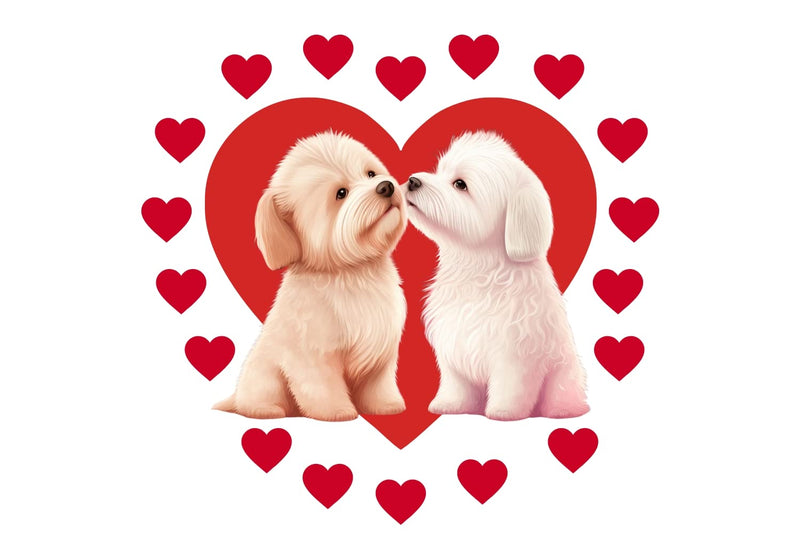 Design Decor Cute Dog Couple with Heart Wall Sticker for Girl Kids Bedroom Decorative Vinyl