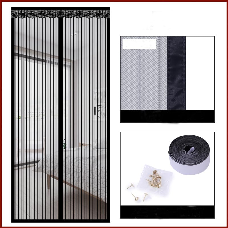 Kuber Industries Magnetic Mosquito Curtain | Insects Door-Balcony-Curtain | Mesh Magnetic Curtain for Window | Bugs-Mosquito-Insects Mesh Protector Net | JL210140BL | Gray