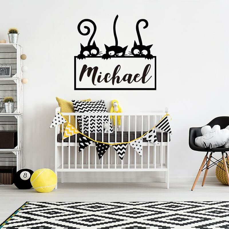 GADGETS WRAP Vinyl Wall Decal Sticker Stickers Personalized Name Vinyl Decal Clouds Cute 3 Kittens