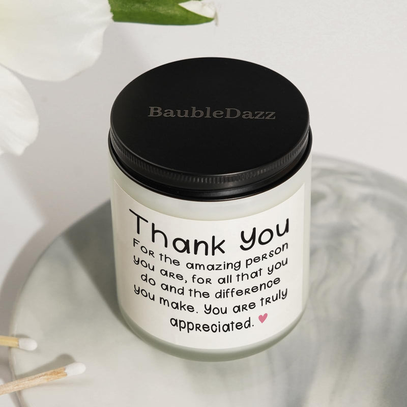 BAUBLEDAZZ Thank You Gifts for Women, Thank You Gifts, 7oz Lavender Scented Soy Wax Candle, Thank You Candle, Thank You Gifts for Friends, Coworker, Appreciation Gifts for Women