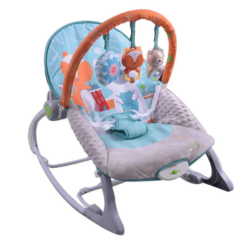 INFANTSO Baby Rocker Portable Including Free Mosquito Net & U Shape Pillow with Calming Vibrations & Musical Toy Blue