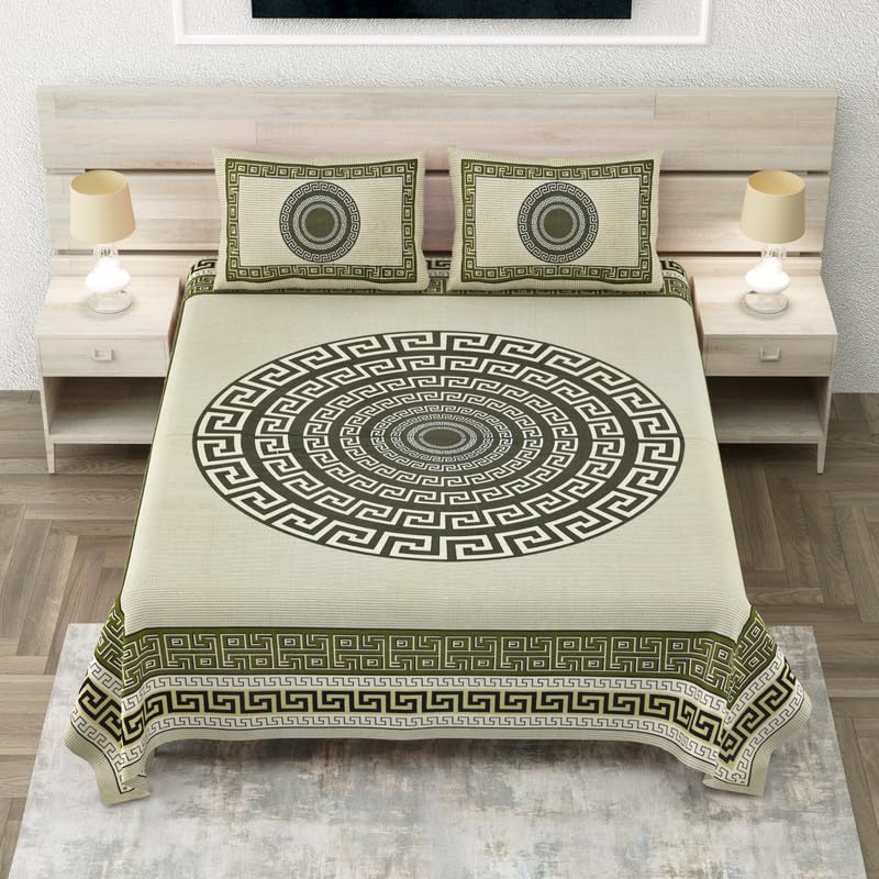 Dream Homme 240 TC Cotton Bedsheet for Double Bed King Size with 2 Pillow Covers - 100 * 108 Inches (Mandala 2)