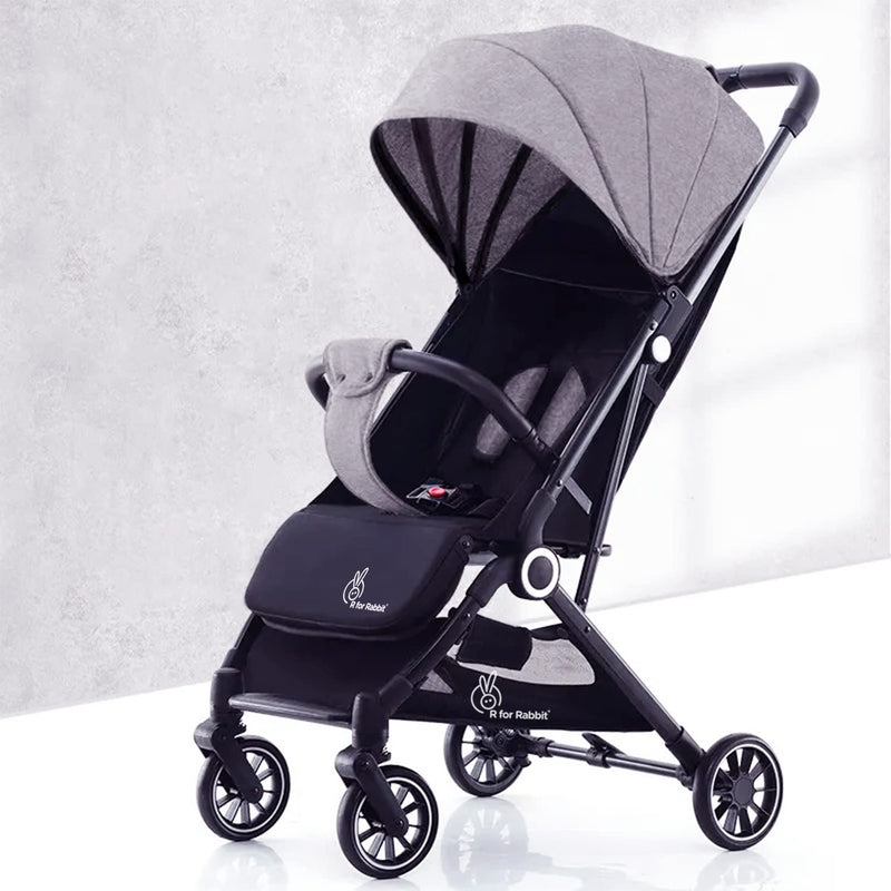 R for Rabbit Pocket Air Stroller Baby Stroller | Portable Travel Friendly Pre Installed Baby Stroller and Pram for Baby / Newborn | Stroller for Baby Boys & Girls of age 0 to 3 Years | 6 Months Warranty | (Grey)