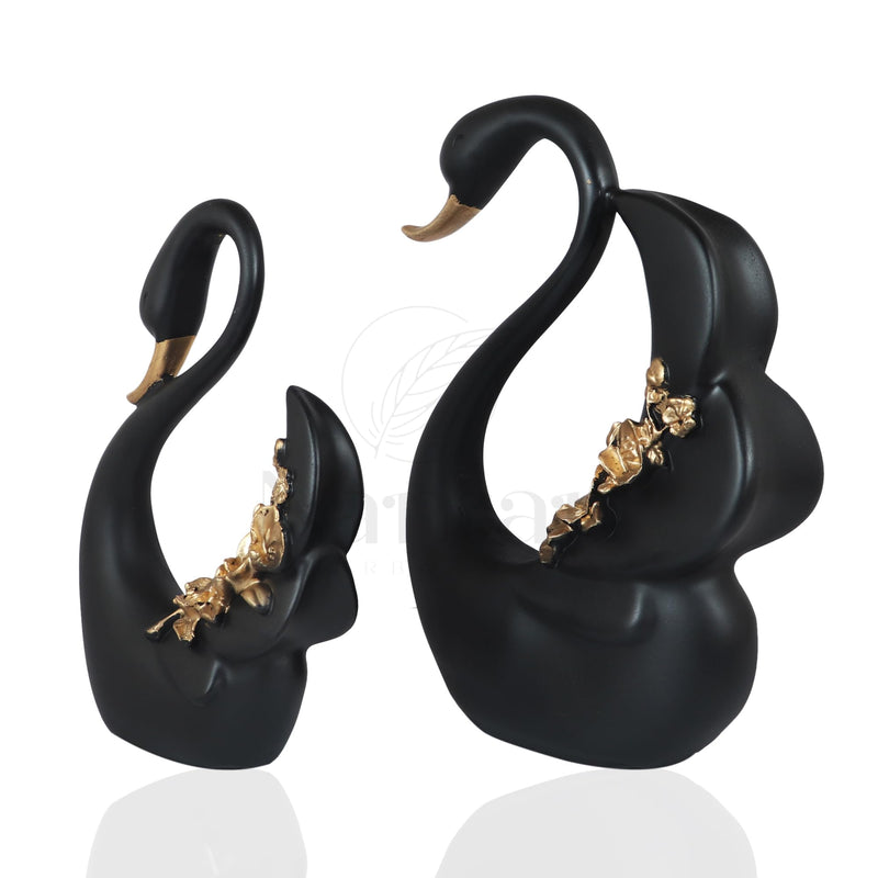 nantan Decorative Love Bird Showpiece Idol, Perfect for Home décor & Gift (Swan_Black)