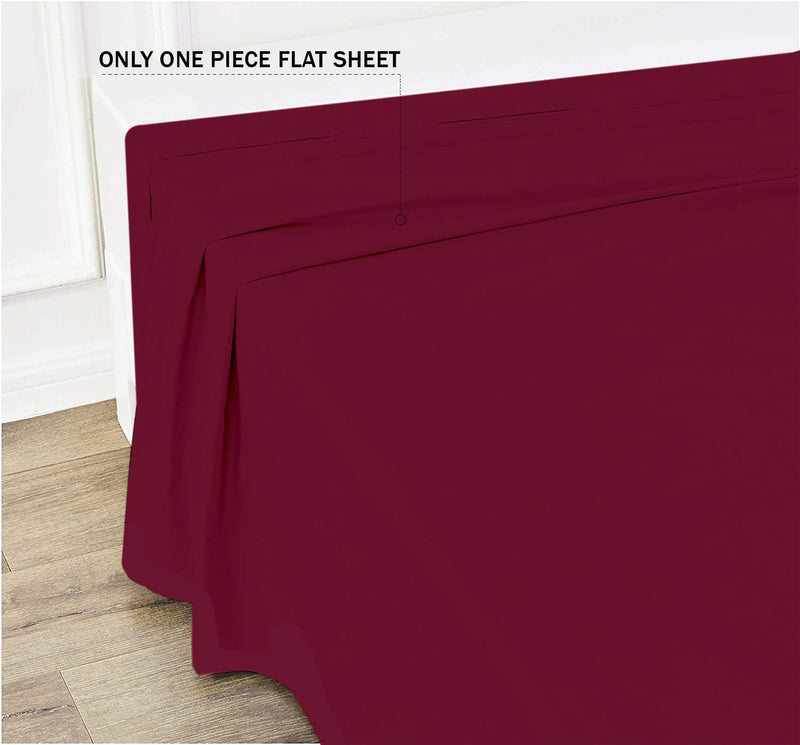 Trend Bedding Mart 1PC Solid Flat Sheet Smooth Touch Hotel Quality 100% Egyptian Cotton Perfectly Fit for Oversize and Extra Height Bed Solid 600 Thread Count (California King, Burgundy)