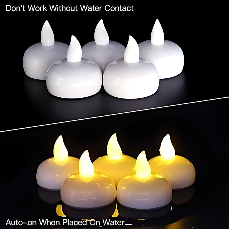 SOLDIFY Waterproof Flameless Floating LED Tealights Candles | Waterproof Flickering Battery Operated LED Tea Light Candle for Party, Centerpiece, Pool & Other Festive Occassion | Pack of 12 (Yellow)