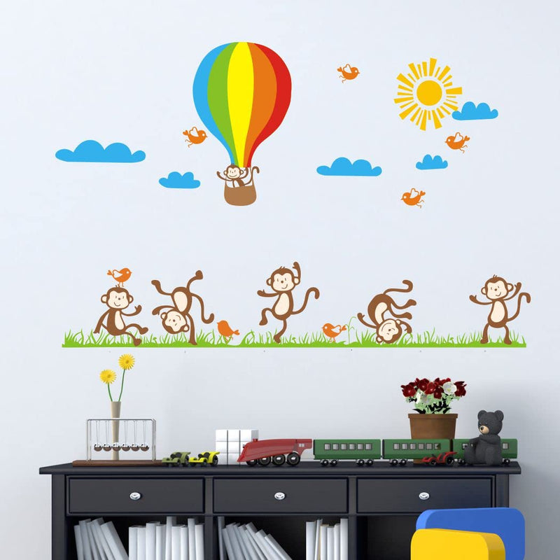 Delight Art Sky with Sun and Monkey Wall Sticker Size - ( 100*65 ) cm Model id - ( DAMC00380L )