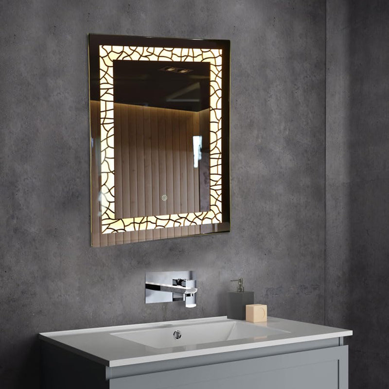 TINITALO Bathroom LED Mirror Home Mirror Wall Mirror with Touch Sensor, 3 Light Effects, Glass, Rectangular LED-2 (24 x 42 Inch)