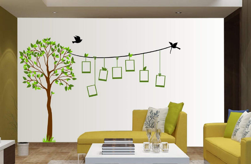 Walltech Combo of 4 Wall Sticker Designer om-(50 x 50 cms) | Elegant Orange Deer and Tree-(92 x 93 cms) | Family Tree-(185 x 122 cms) | Flamingos and Bamboo-(150 x 125 cms) - Material Vinyl