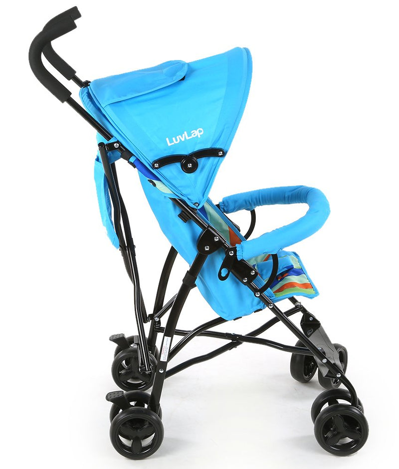 LuvLap Tutti Fruti Baby Stroller/Buggy, Compact & Travel Friendly pram, for Baby & Kids, 6-36 Months, with 5 Point Safety Harness, Adjustable seat Recline, 15Kg Capacity (Light Blue)