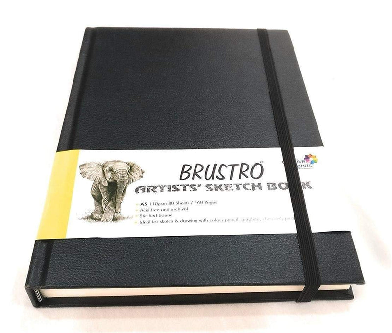 Brustro Artists Stitched Bound Sketch Book, A5 Size, 160 Pages, 110 GSM (Acid Free)