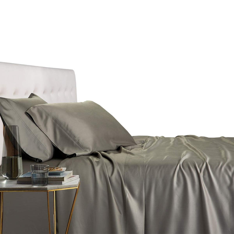 Royal Tradition Viscose from Bamboo Bed Sheets, Twin Extra Long XL, Solid Grey, Super Soft and Cool 3PC Sheet Set