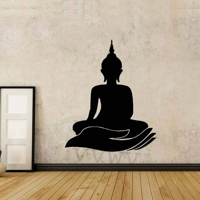 VVWV Buddha Wall Decal Mandala Mantra Meditation Wall Sticker Decal Sticker Black 60 x 45 Cm