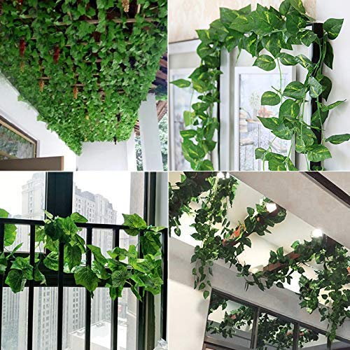 way2tech Home Decor Artificial Creeper Money Plant Leaf Garland | Wall Hanging | Special Occasion Decoration | Home Decor Party | Office (Pack of 18 Strings)