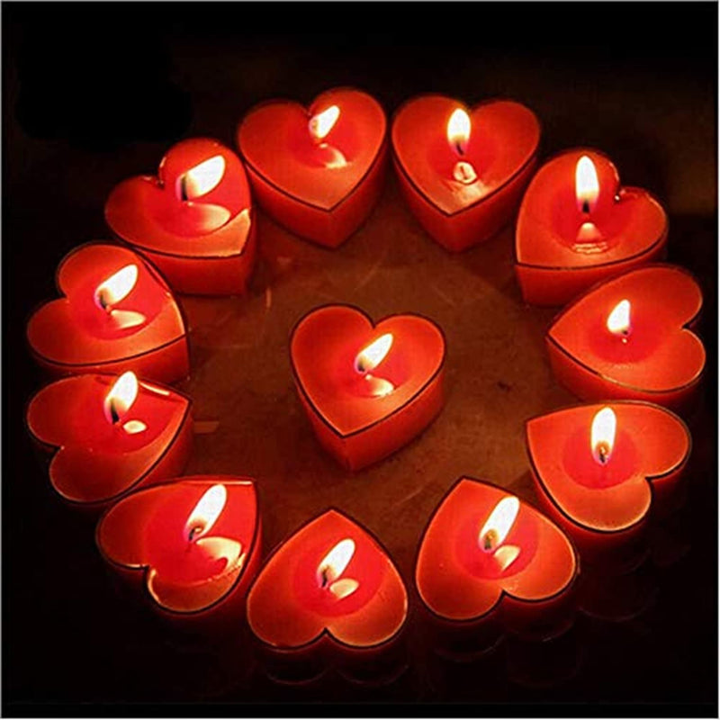 AuraDecor Heart Shape Fragrance Tealight Candles Burning Time 4 to 5 hours (50, Rose)