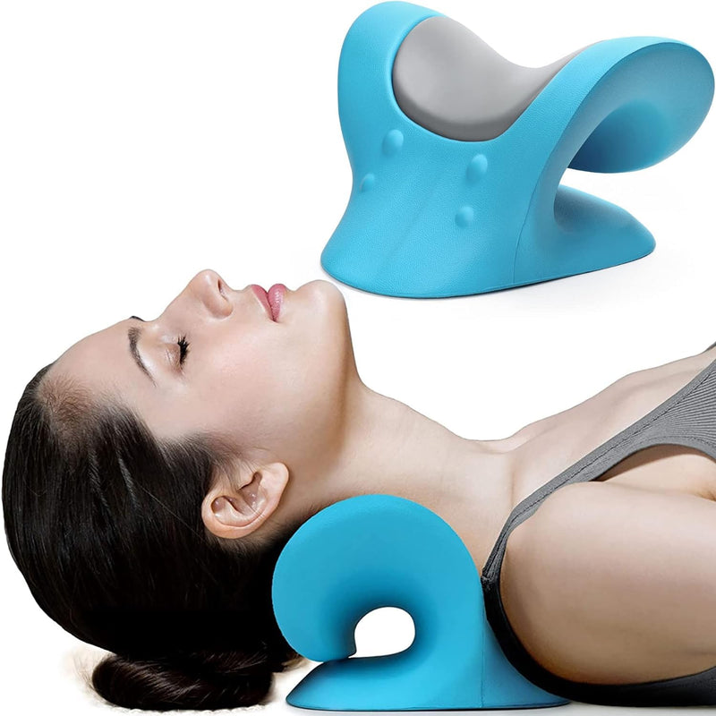 KIYARA MART Neck Relaxer | Cervical Pillow for Neck and Shoulder Pain | Cervical Traction Device for Neck Pain Relief Product Kit | Neck Cloud Massager | Medical Grade Material | Sky Blue