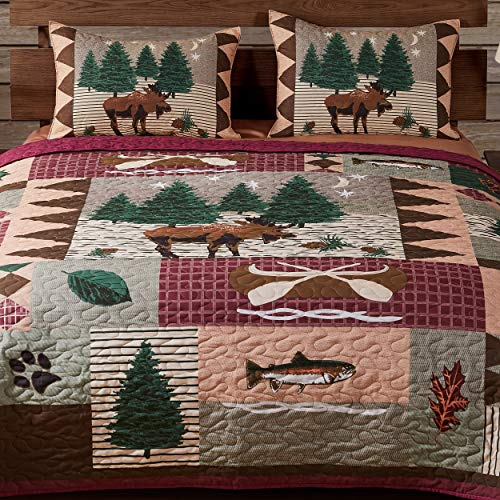 Greenland Home Moose Lodge Quilt Set, Queen, Natural