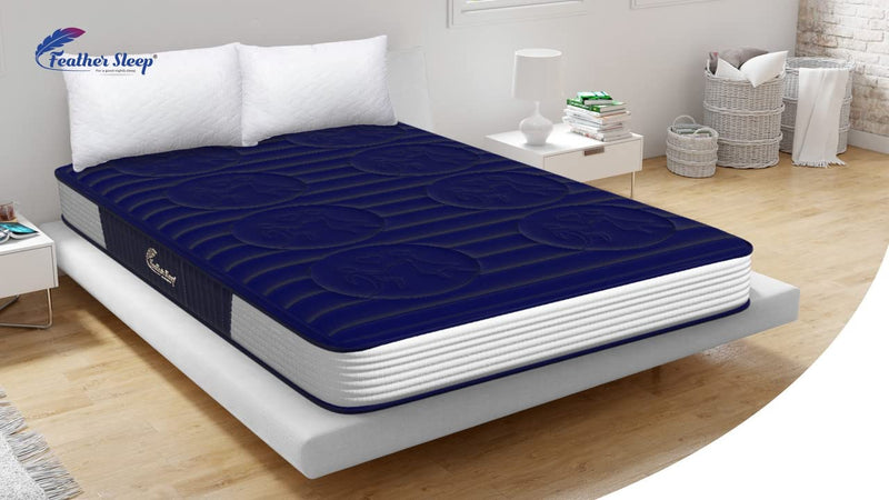 Feather Sleep Rebonded Foam | High Density Softy Resilience Foam Dual Comfort 5 Inch Sleepy Ortho with Cool Gel Foam Luxury Bed Mattress Queen Size (72X60X5 - Blue)