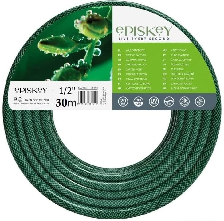 EPISKEY Reinforced Flexible Pressure Washer PVC Hose Pipe Watering Spray Gardening Gun Hosepipe Reel Plants for Home, Garden, Patio & Car Cleaning Outdoor (30M)