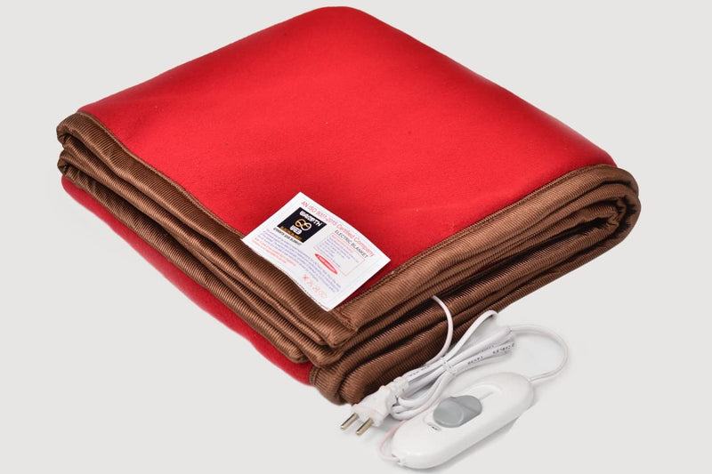 WARMTH WEB Bed Warmer Electric Under Blanket Single Bed (2 Years Warranty, Polar Fleece, Maroon, 30x60 inches), Reversible