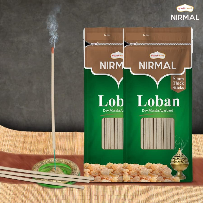 Shubhkart Nirmal Loban Dry Masala Agarbatti Zipper 125gms - 5mm Thick Sticks | Special Long Lasting Agarbatti for Puja, Havan, Rituals | Pooja Room Items for Aromatic Environment (Pack of 2)