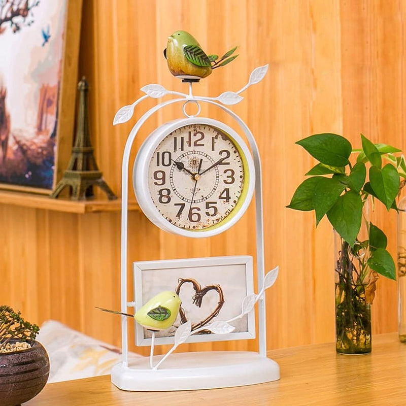 Oye-Seller Metal Bird Photo Frame with Table Clock Home Decoration Gift