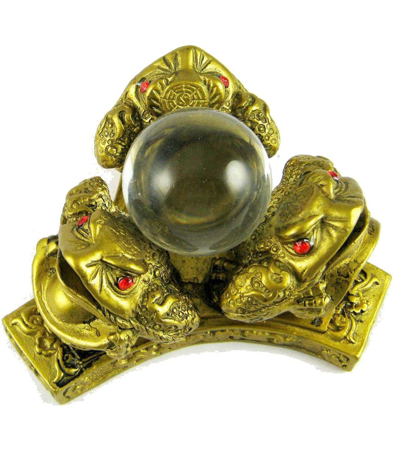 ASTROGHAR Feng Shui Three Money Frogs with Crystal Ball for Prosperity and Luck