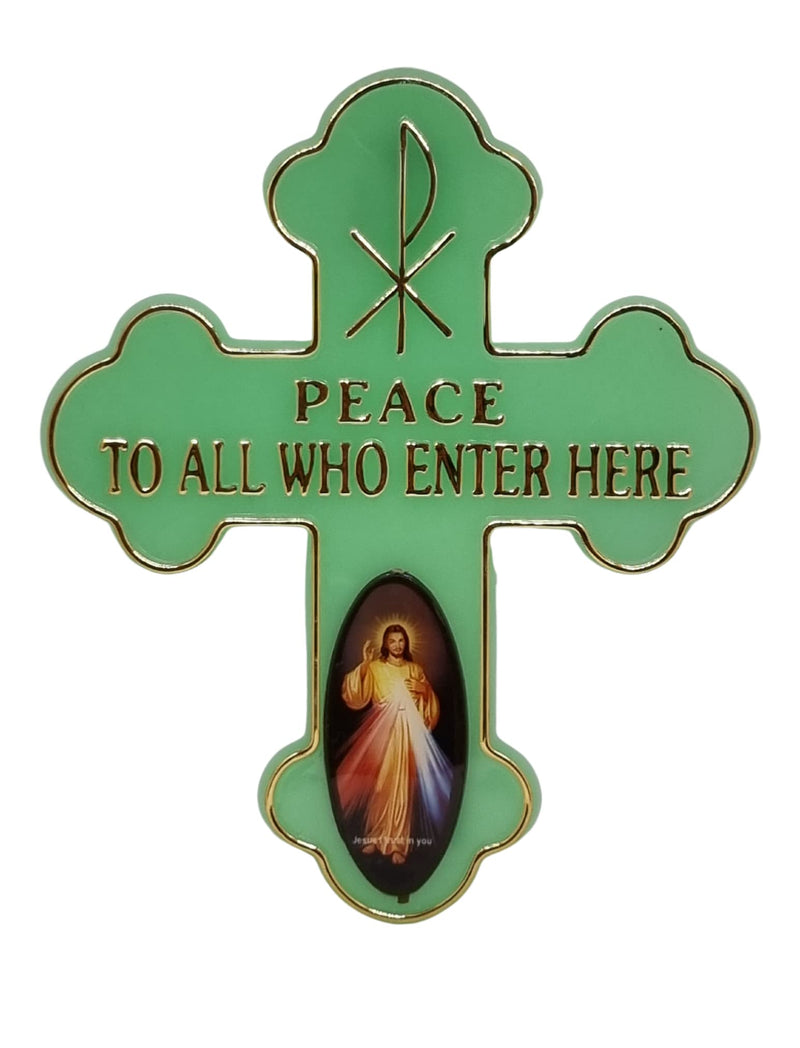 Blessings Glow in Dark Flower Cross Divine Jesus Plastic Sticker