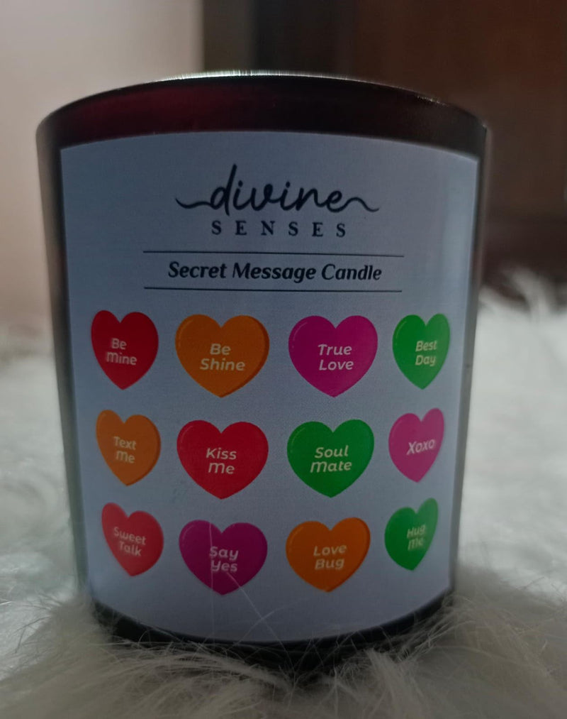 Divine Senses Scented Candles| Secret Message Candles | Gift for Loved Ones | Natural Soy Wax | Happy Birthday, Message Quotes| Customization Available 40h Burning| Vanilla caremal Gardenia.