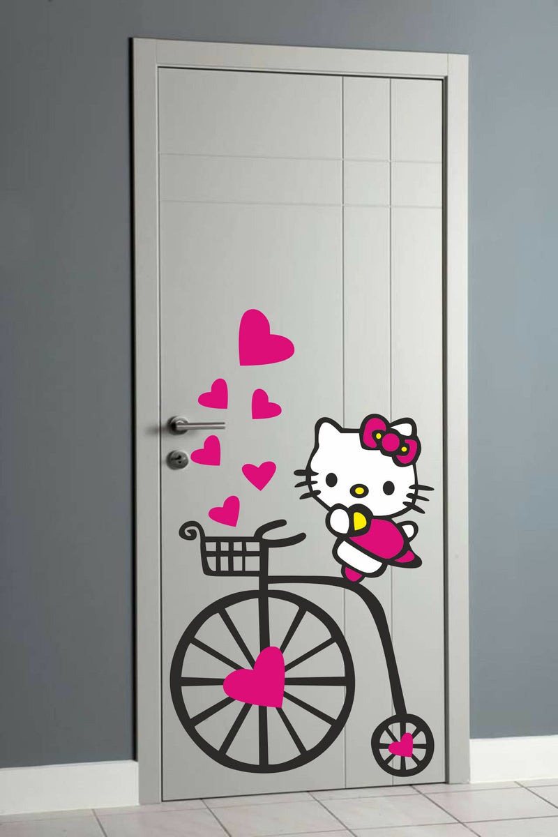 Sticker Studio Kitty Door Sticker & Decal (PVC Vinyl, Size- 58 Cm X 53 Cm)