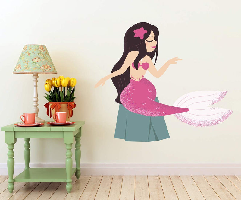 Tuffuk Mermaid Angels Large Vinyl Wallstickers for Home Decorations(80 cm x 70 cm)5TZ261