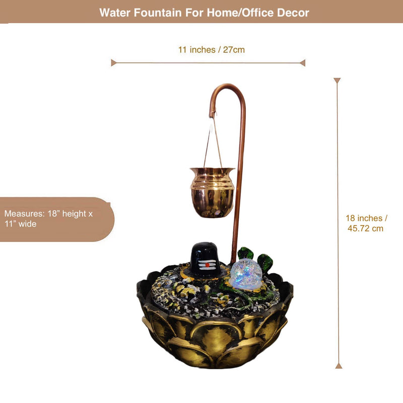 ALILA Water Fountain Indoor for Pooja Room, Worship (Copper, Size: 18inch) (Modern Shivling)