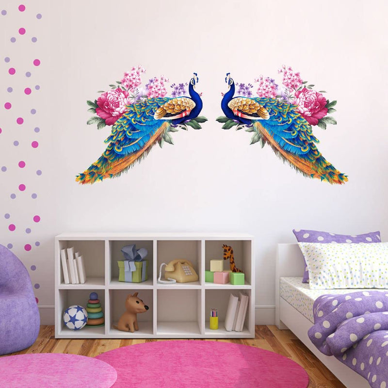 Divine Printry Beautiful Peacock Design Wall Sticker Size - (71 * 32) cm - (DP0000628L)