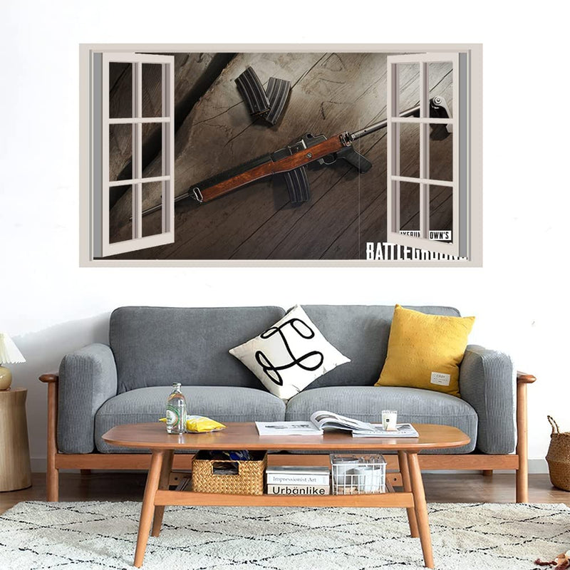 GADGETS WRAP Printed Wall Decal Sticker Fake Window Style Decal (90cm x 50cm) - PUBG Gun