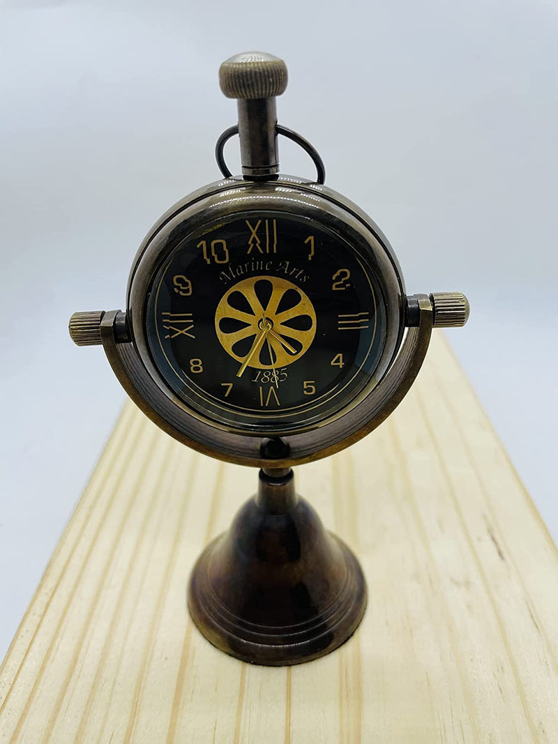 TARANO Antique Brass Desk and Table Clock Antique Clock for Home and Office Table Decor Clock