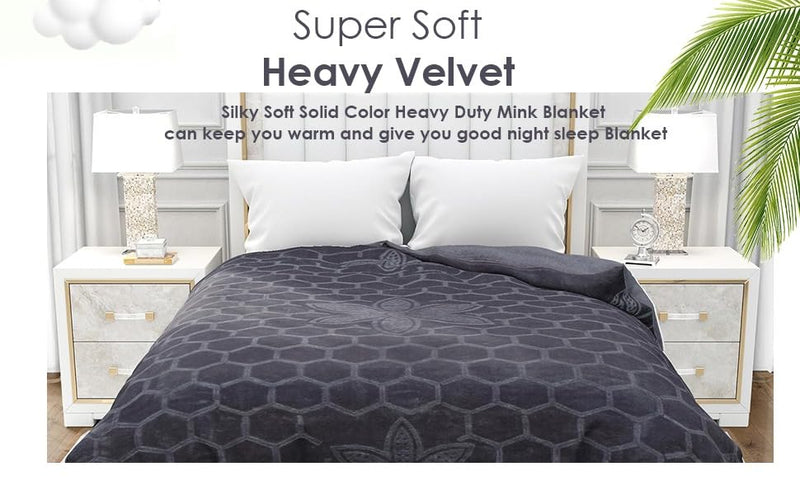 HANUMANT Mink Floral Embossed Super Soft Heavy Bed Velvet for Winter Blanket Quilt Rajai (Gray, Double Bed)