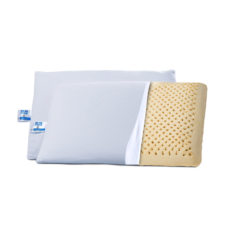 MM FOAM 100% Latex Life Companion Pillow, Latex Pillow for Sleeping, Side and Stomach Sleepers- Pack of 2, White, (25.5 x 16.25 x 4.75 inches)