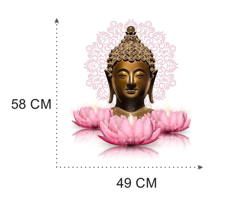 Techgifti Flowers Buddha Lotus Wall Sticker for Motivational,Living Room, Bedroom, Kids Room, Office (Size - 49CM X 58CM)